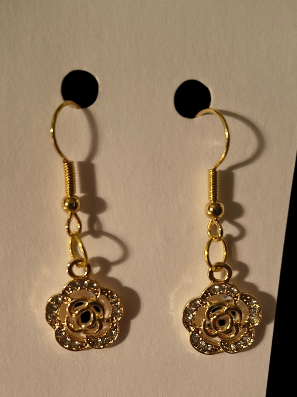 Gold-Tone Camellia Flower Earrings